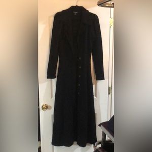 Betsy Johnson long trench knit sweater with buttons